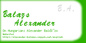 balazs alexander business card